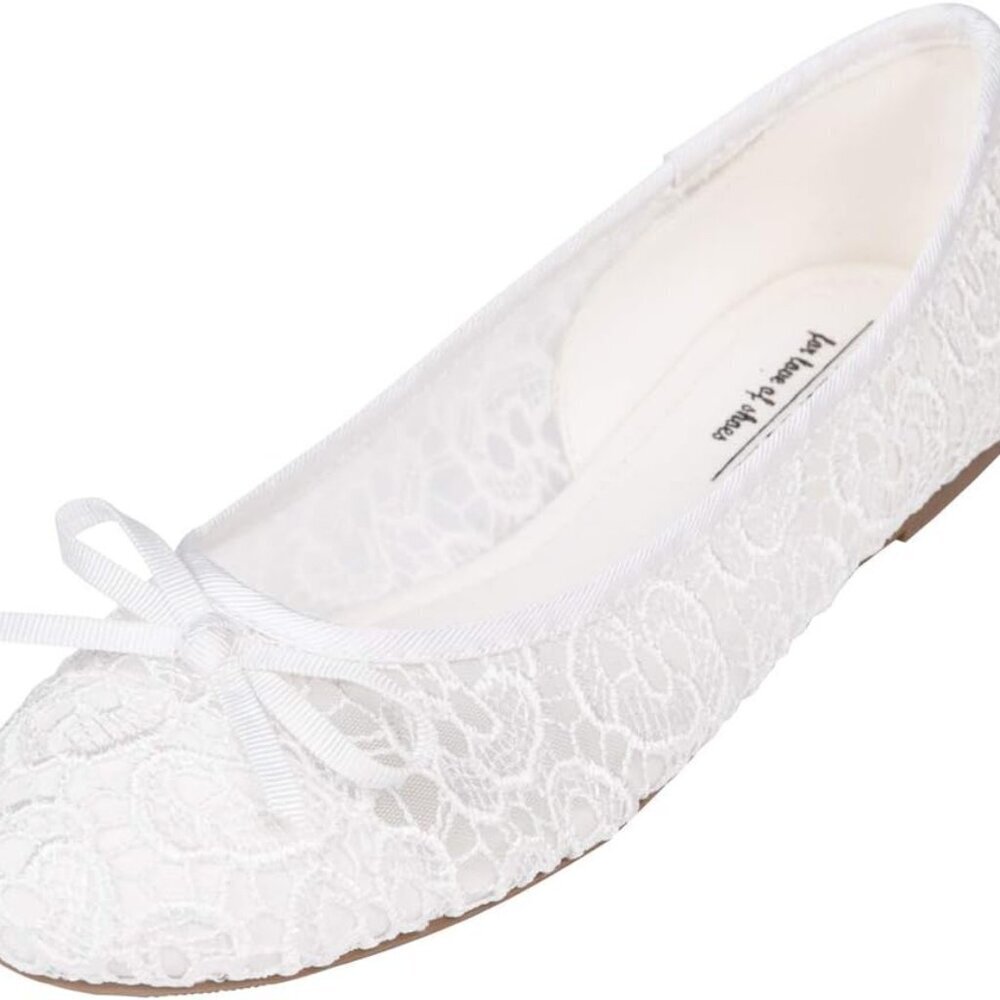 Women's Crochet Flat Shoes Breathable Lace Ballet Slip-On Comfort